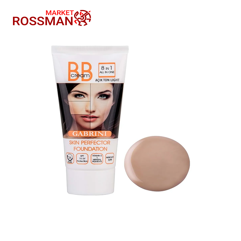 بی بی کرم گابرینی Gabrini مدل 8in1 رنگ روشن با SPF 15 حجم 50 میلی لیتر