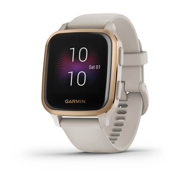 ساعت هوشمند گارمین مدل Venu Sq Music Edition Rose Gold Aluminium Bezel with Light Sand Case and Silicone Band
