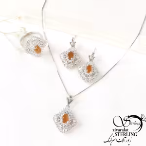 نیم ست نقره زنانه با سنگ عقیق کد:2085