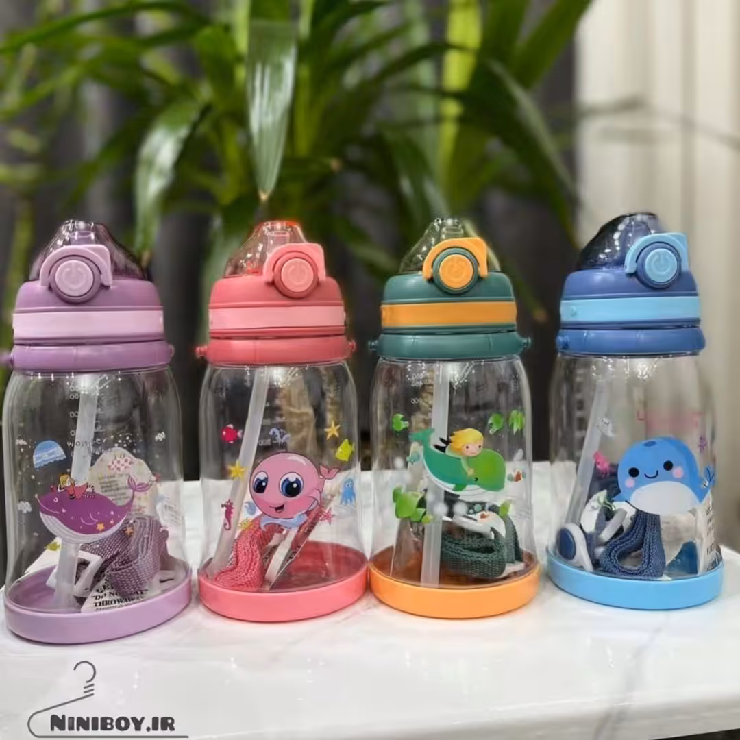 قمقمه کودک طرح  نهنگ ، دارای آسان نوش ، دارای بند ، جنس آکرولیک شفاف ، فروشگاه یکتا