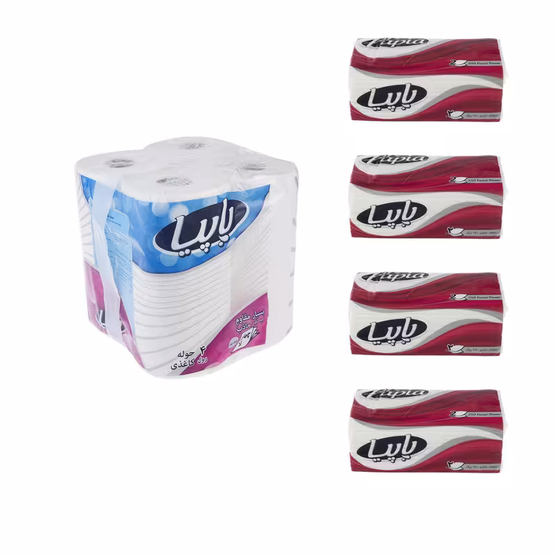 دستمال حوله ای و دستمال کاغذی پاپیا مدل 44 مجموعه 5 عددی