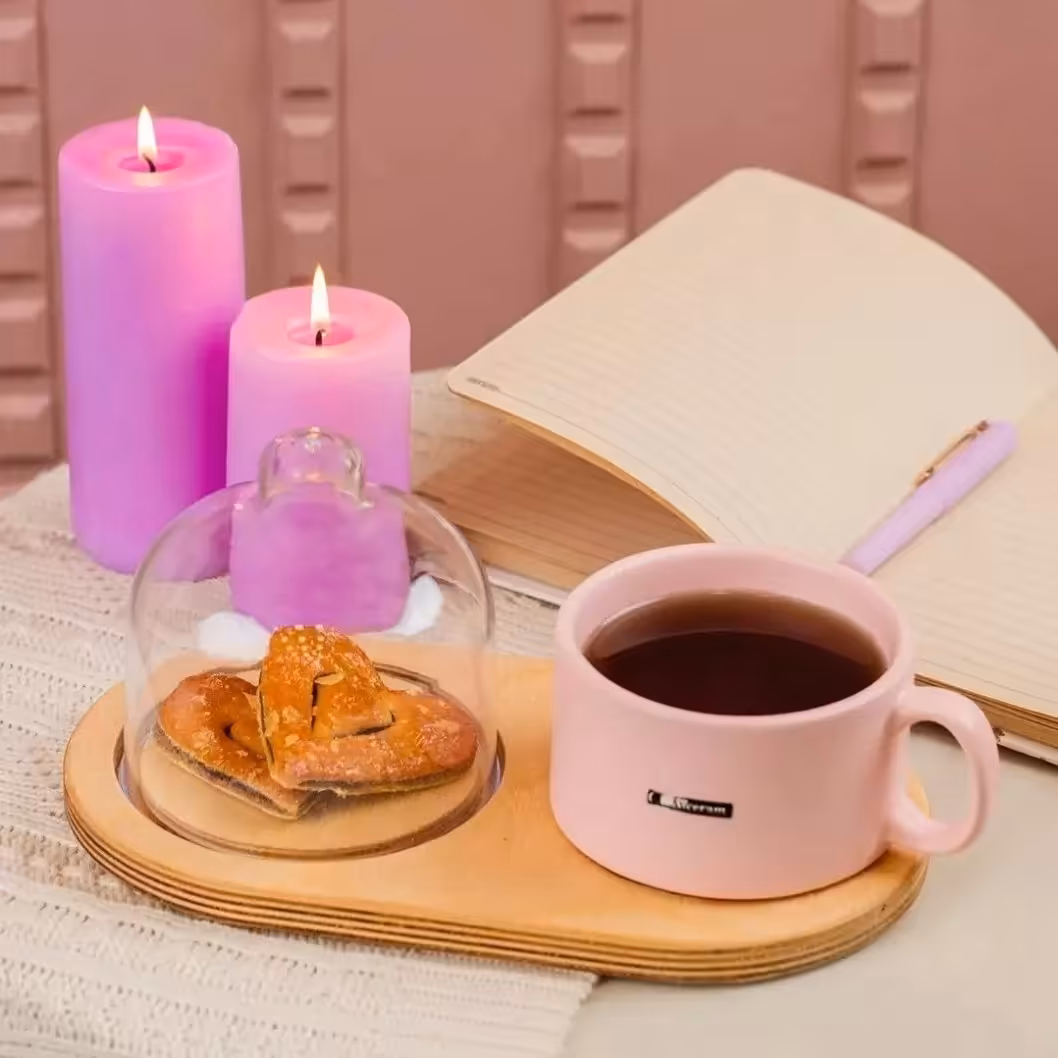 ست کاپ و فنجان با زیره چوبی