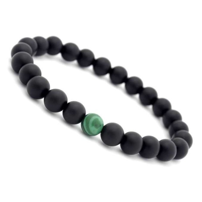 دستبند سنگ اونیکس کِشی مشکی فیروزه ایی