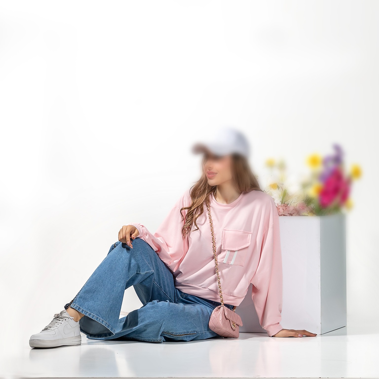 بلوز یقه گرد و آستین بلند زنانه فری سایز 38-46 در 6 رنگ زیبا کد 1467