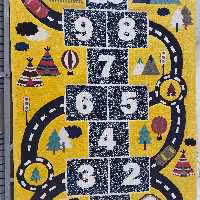 فرش پاتریس  فرش گلیم کودک  400شانه طرح کارتینگ زرد سایز 6متری