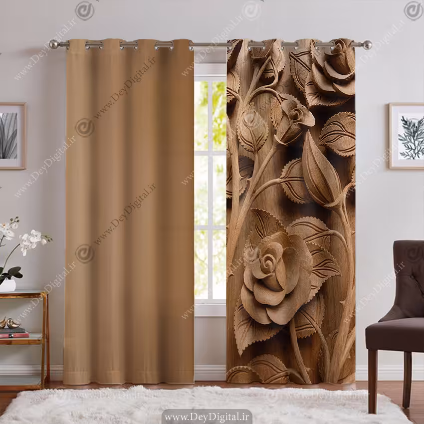 پرده سه بعدی گل برجسته گچبری PK-6370