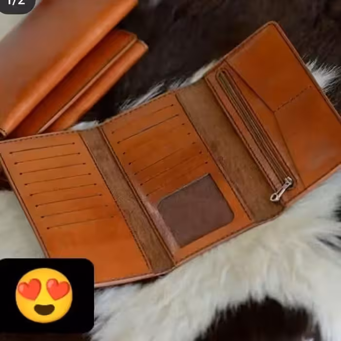 کیف پول سه لت چرم طبیعی دست دوز کد5433