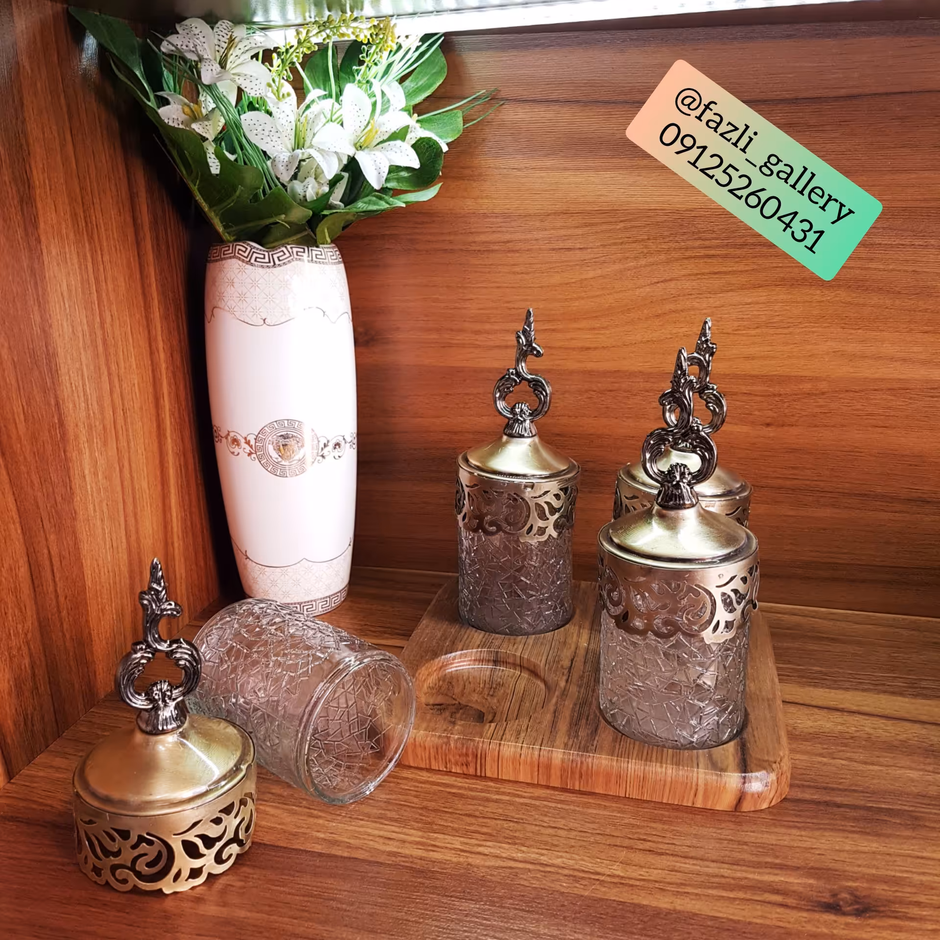 کندی 4تایی زیر چوب طرح یخی (جا ادویه ای _ جای ادویه _ پاسماوری _ شکلاتخوری _ شکلات خوری)