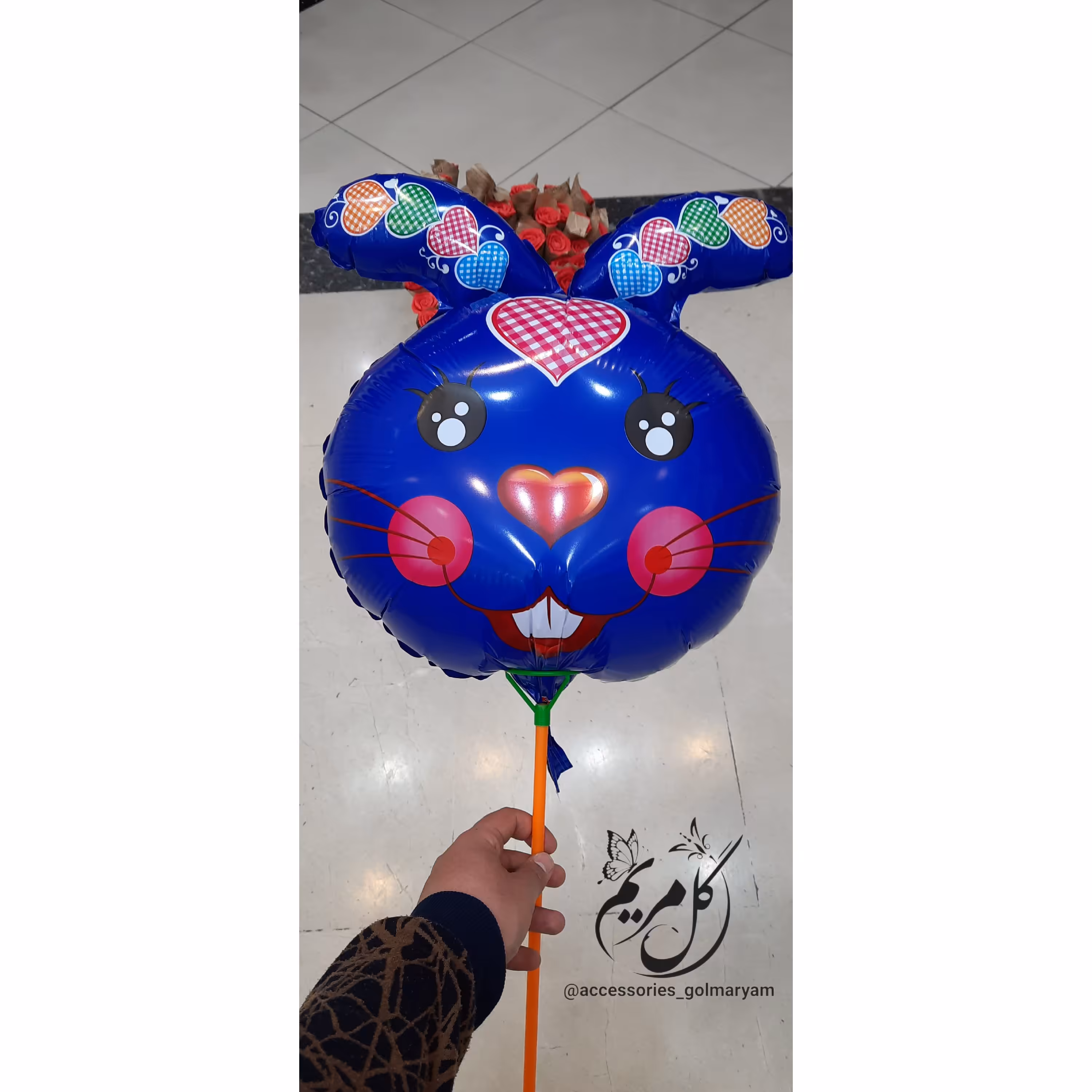 بادکنک طرح دار مدل خرگوش رنگ آبی 