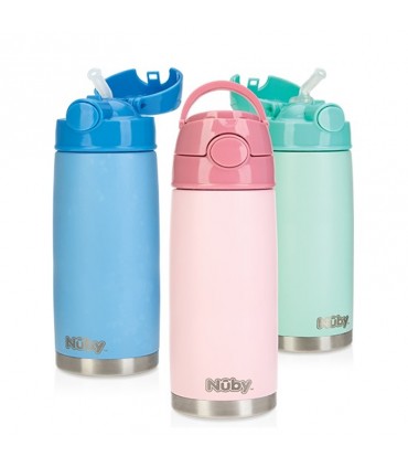 قمقمه و فلاسک استیل نی دار 420 میل نوبی Nuby Stainless Steel Thermo Cup