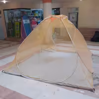 پشه بندمسافرتی فنری12نفره کف ضخیم تورحریر رنگ لیمویی ریزبافت