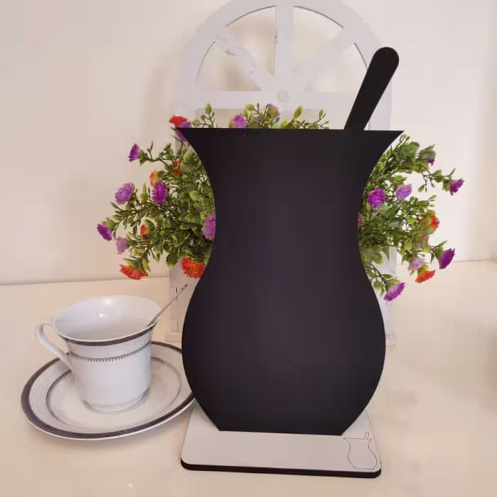 تخته سیاه فنجان با گچ و استند ابعاد 16 در 26