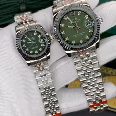 ساعت مچی ست رولکس زنانه و مردانه بند استیل نقره ای