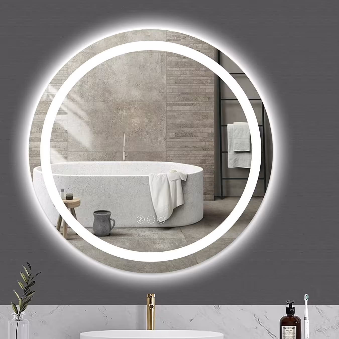 اینه گرد 60 سانتیمتر  رینگ لایت و بک لایت 