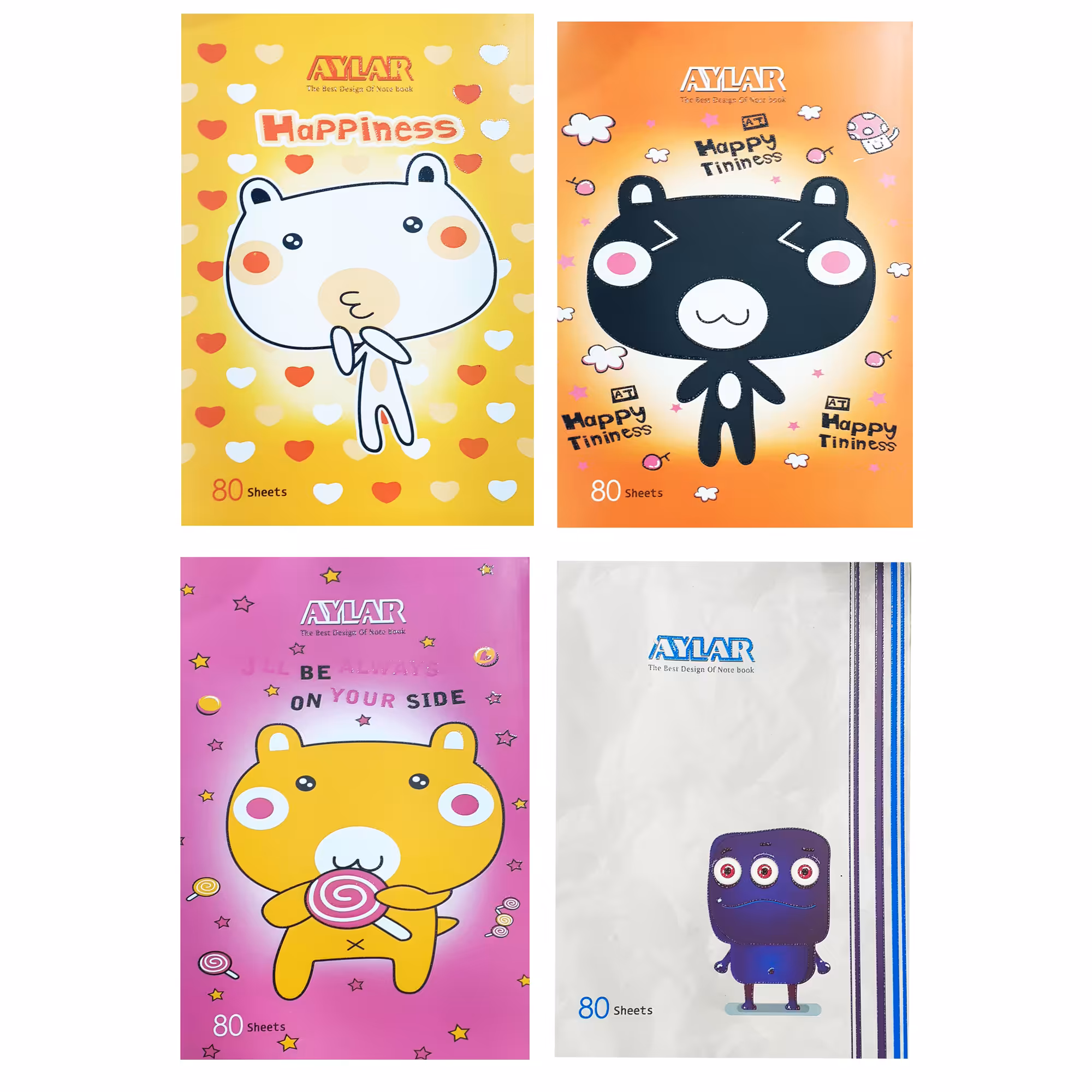 دفتر 80 برگ آیلار کد 123 بسته 4 عددی