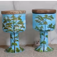 تنبک فلزی طرح دار دهنه بزرگ با پوست بز درجه یک 