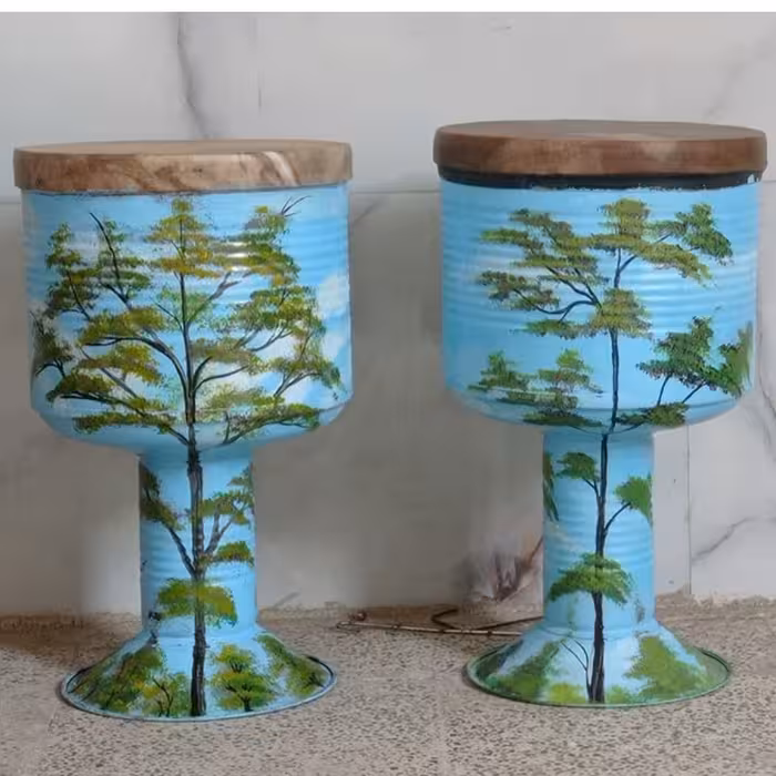 تنبک فلزی طرح دار دهنه بزرگ با پوست بز درجه یک 