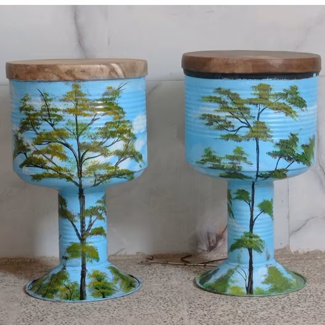 تنبک فلزی طرح دار دهنه بزرگ با پوست بز درجه یک 