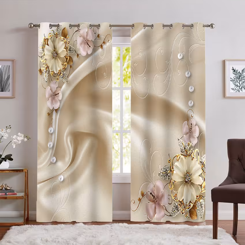 پرده مدل جدید طرح دار پانچی PK-7493