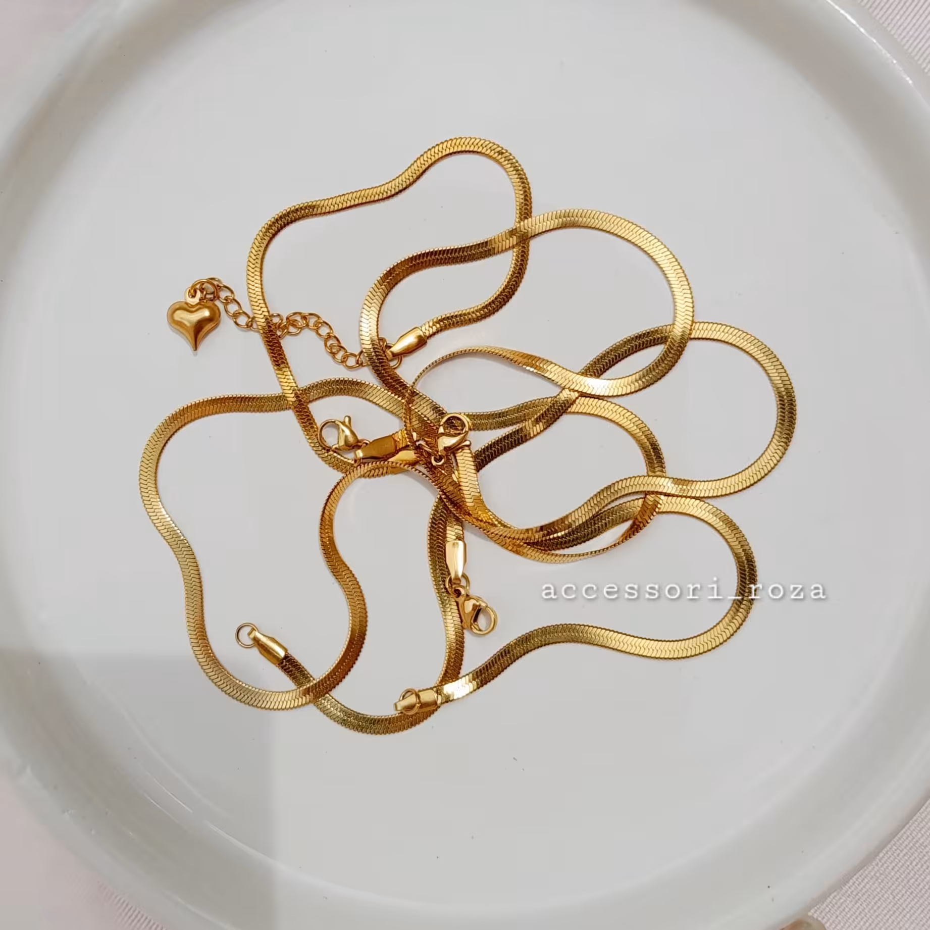 گردنبند دستبند پابند ماری 3 میل در دو رنگ طلایی و نقره ای با کمترین قیمت رنگ ثابت مناسب برای استفاده روزانه