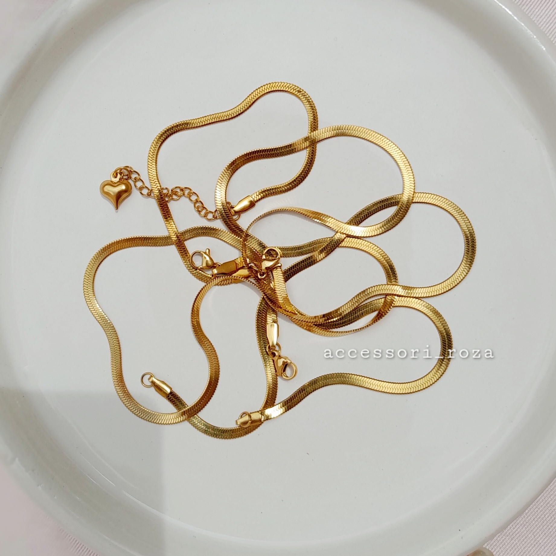 گردنبند دستبند پابند ماری 3 میل در دو رنگ طلایی و نقره ای با کمترین قیمت رنگ ثابت مناسب برای استفاده روزانه