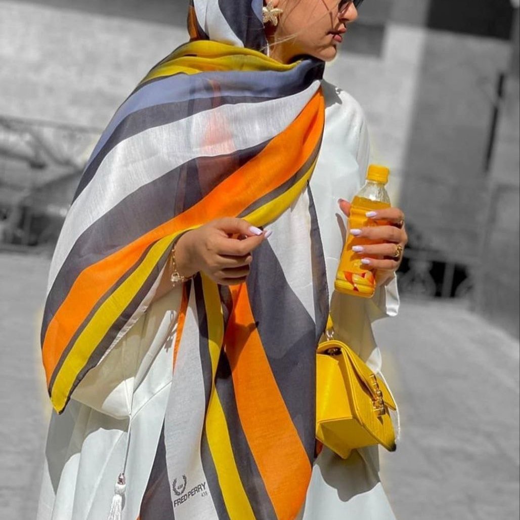 شال زنانه نخی تابستانی طرحدار راه راه ارسال رایگان r442