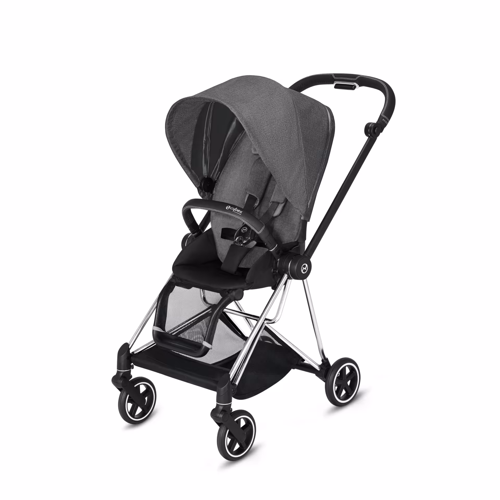 کالسکه کریر سایبکس میوس طوسی مشکی با کریر سایبکس مشکی ساده و اداپتور نصب cybex mios mid grey /AITON BLACK