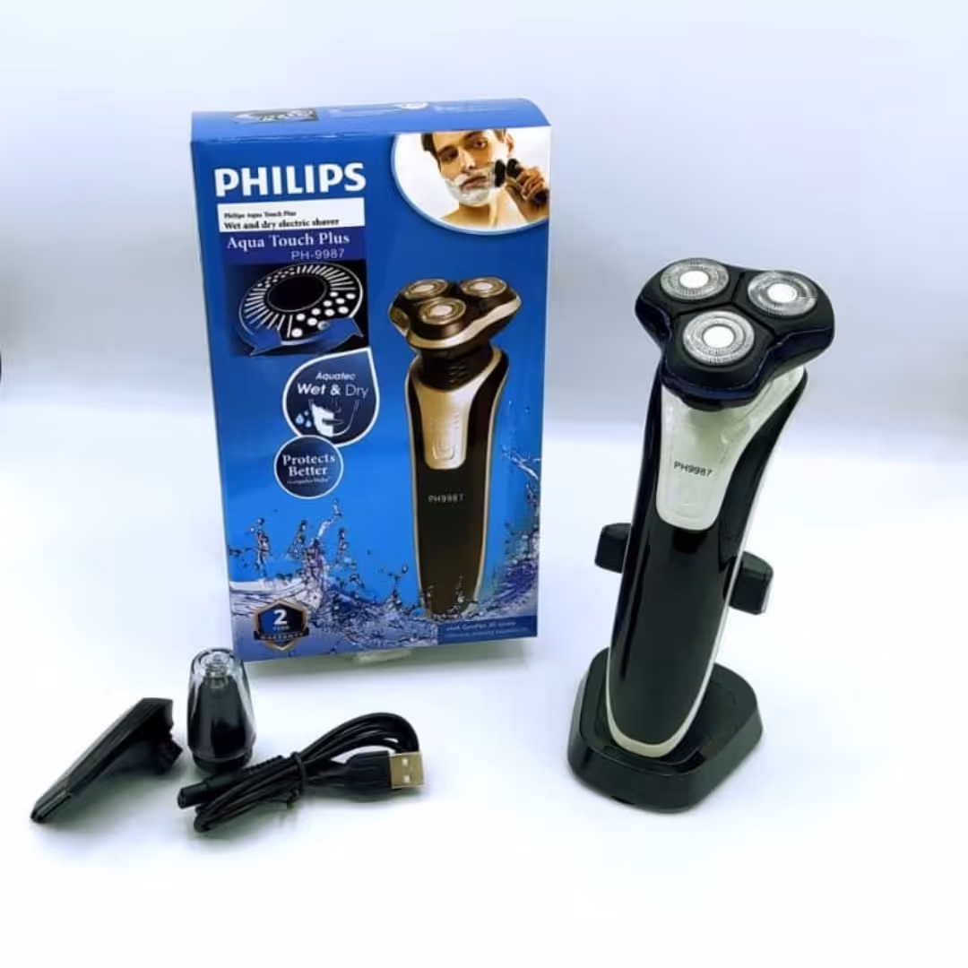 سه کارەست مخصوص اصلاح ریش و موزن گوش و بینی و خط زن برای ته ریش و اصلاح خط ریش و پشت گردن
 شارژر مخصوص
پایه نگه دارنده