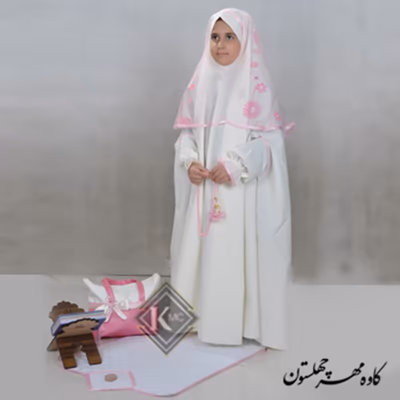 ست جشن تکلیف ستاره جنس تترون رنگ نباتی قد 165  همراه با کیف و سجاده(پس کرایه)