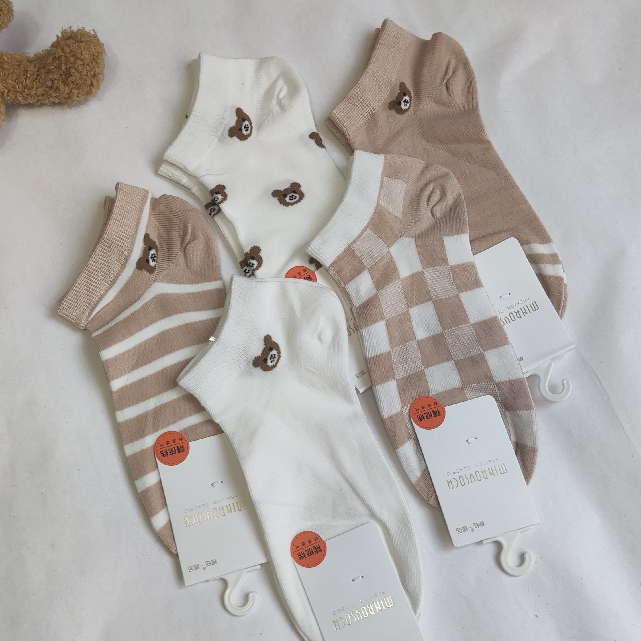 جوراب نیم ساق تدی نخی پک سه عددی 