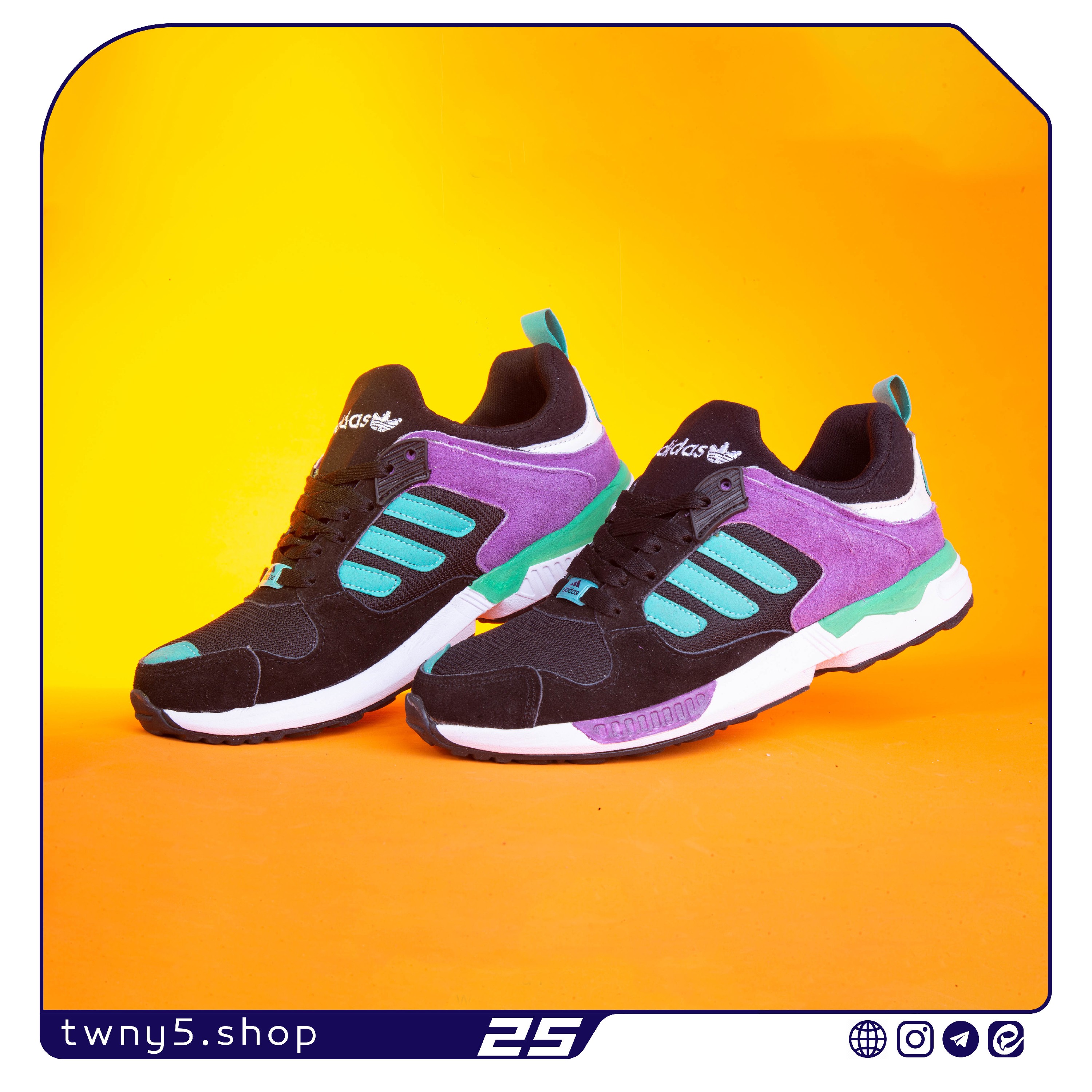 کتونی مردانه مدل آدیداس zx5000 رنگ مشکی بنفش سایزبندی 41 الی 44