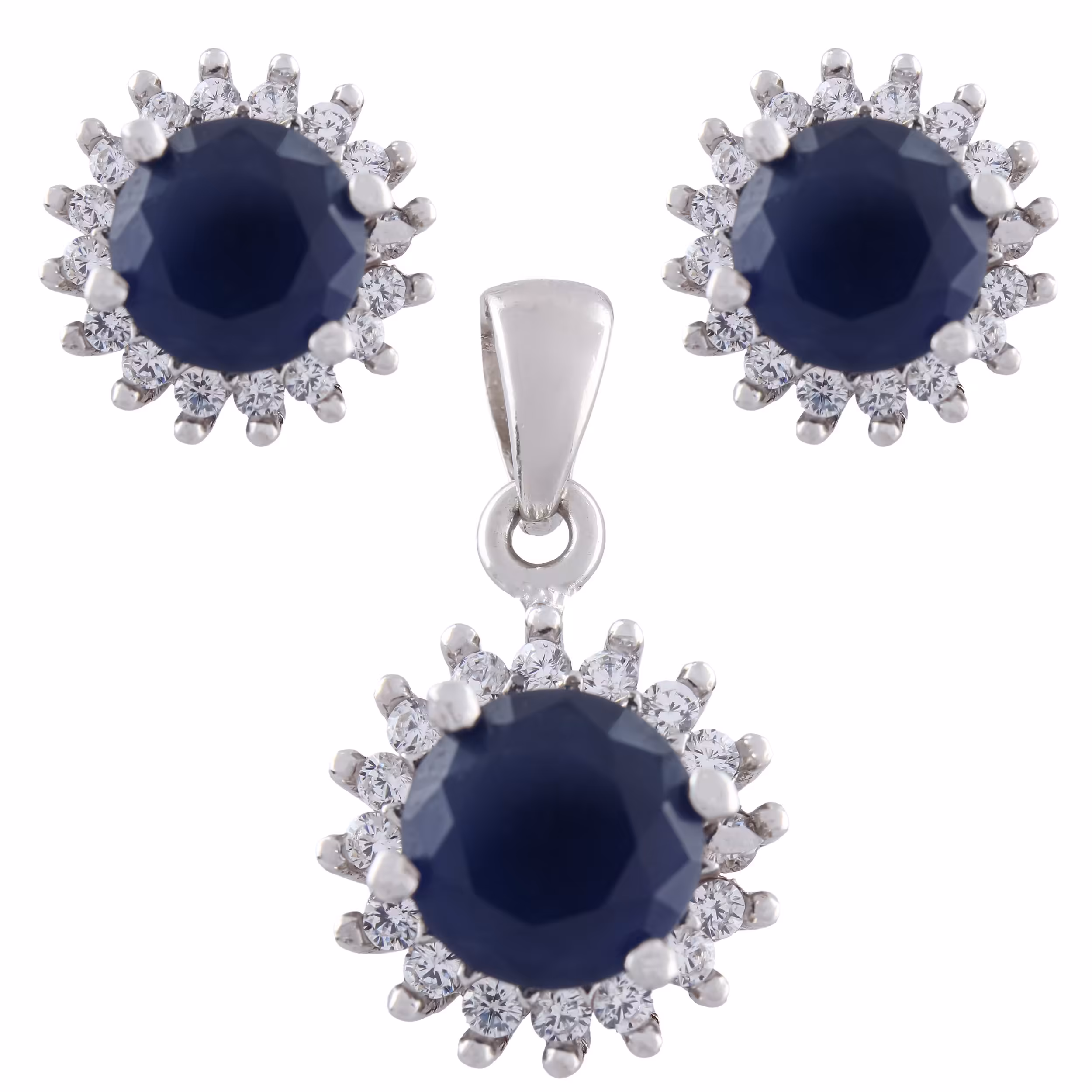 نیم ست نقره زنانه -مدل گل نگین- کد SHS-36