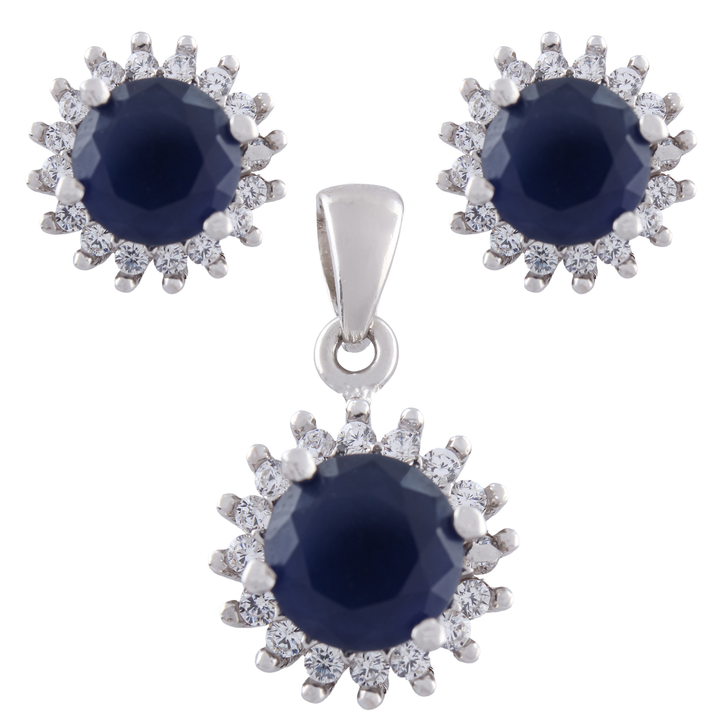 نیم ست نقره زنانه -مدل گل نگین- کد SHS-36