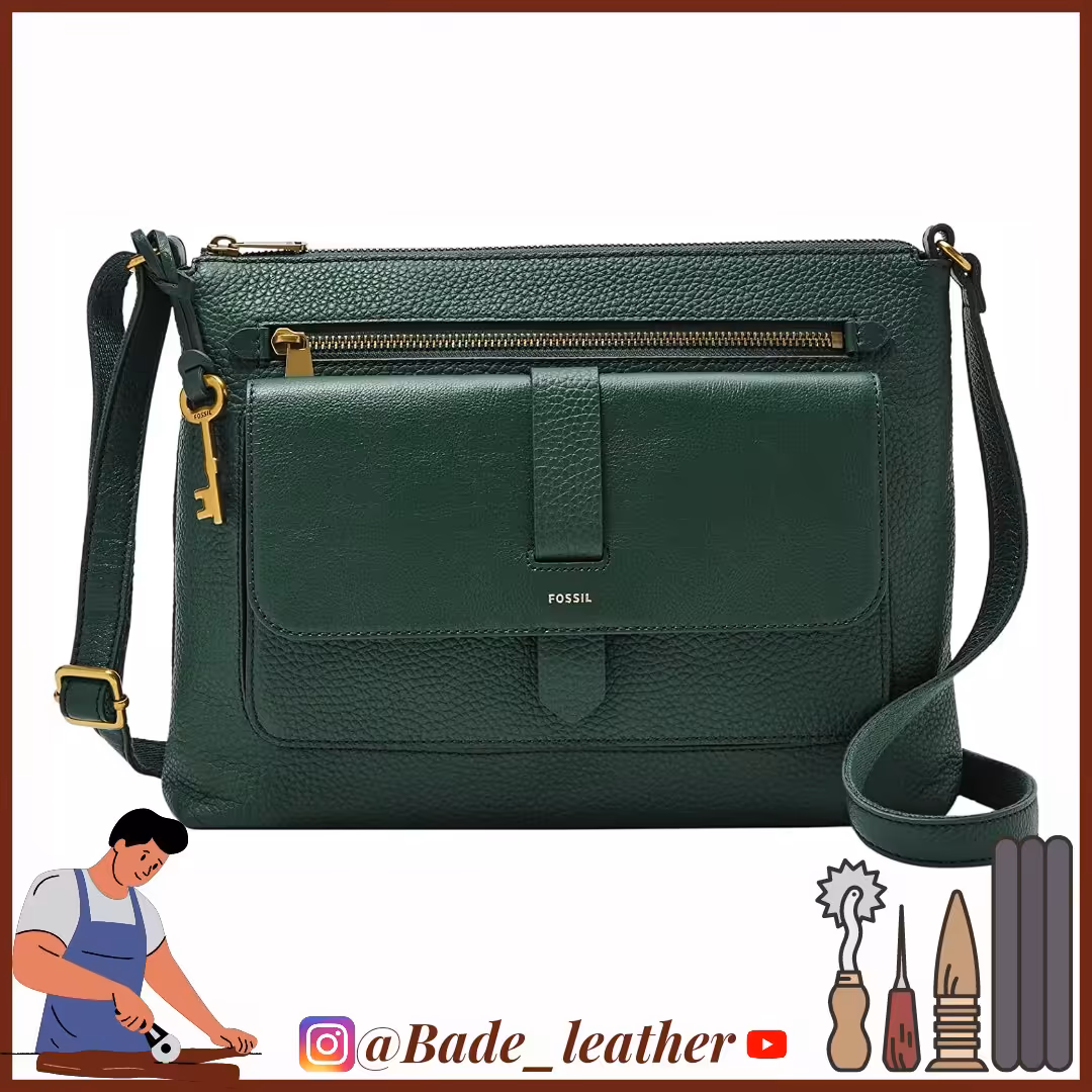 کیف دوشی چرم طبیعی گاوی و چرم فلوتر  دست دوز زنانه 