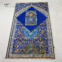 سجاده مخمل آستر دار طرح  محرابی کاشی سورمه ایی آرت مان سایز 65x110