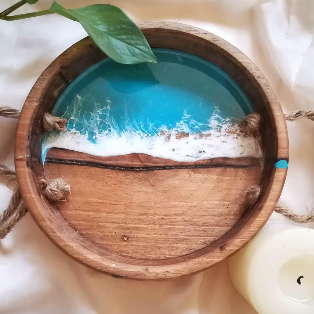 سینی (ظرف پذیرایی) چوب و رزین