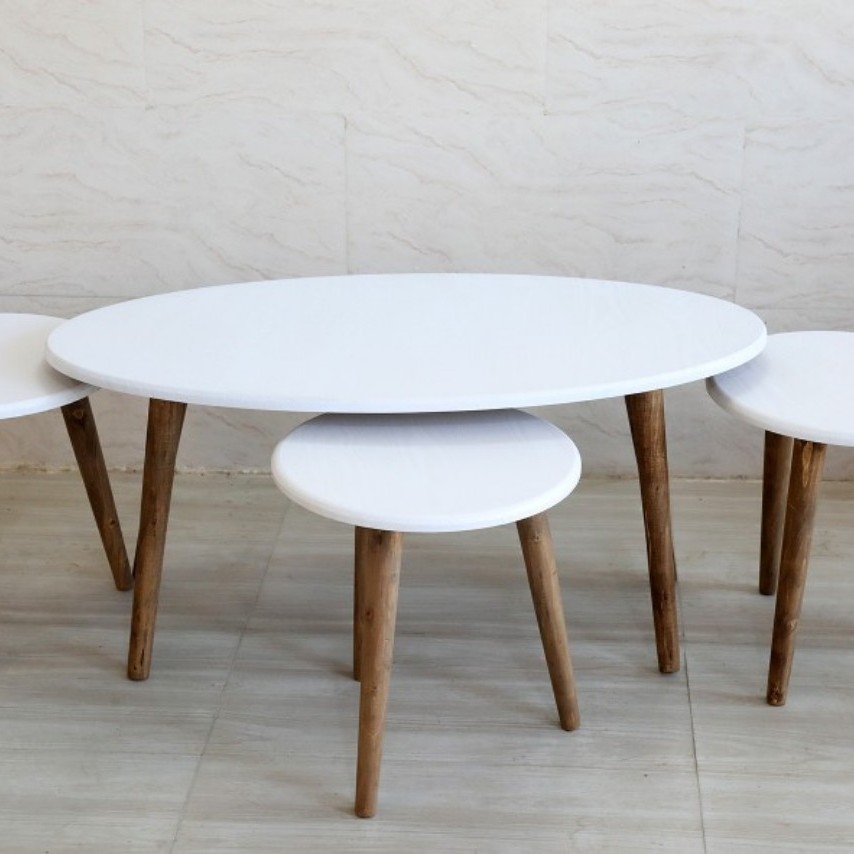 میز جلومبلی میز عسلی چهار تیکه تمام وکیوم مدل دایره (هزینه ارسال به عهده مشتری است و درب منزل دریافت می شود) 