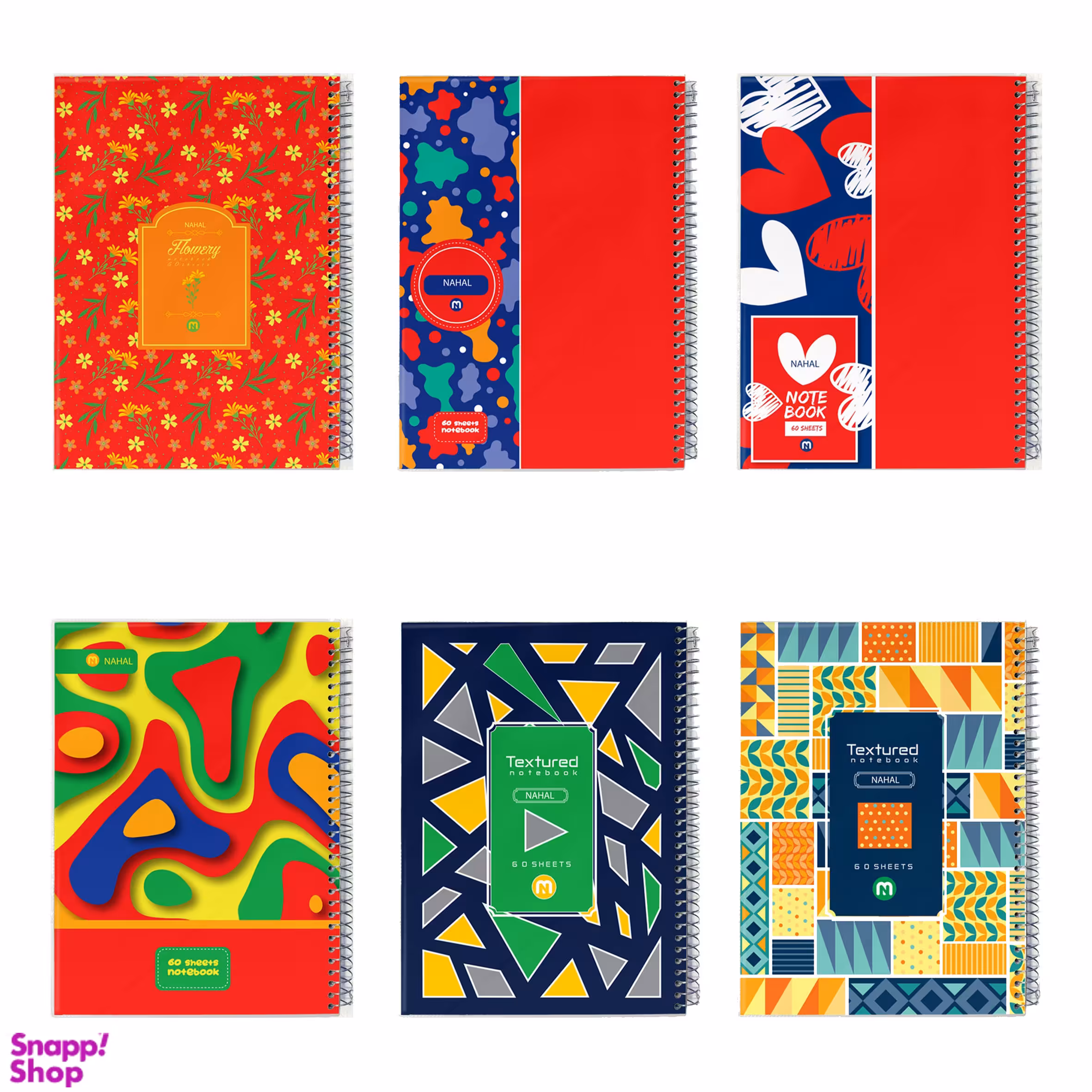 دفتر مشق 60 برگ طرح کلاسیک کد 3612 بسته ۶ عددی