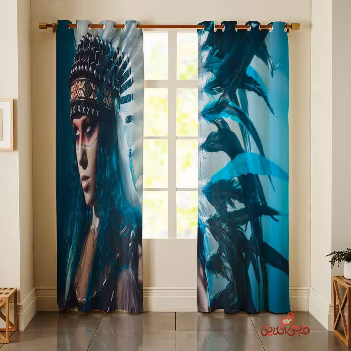 پرده 2عددی طرح زن سرخپوست کد 2611