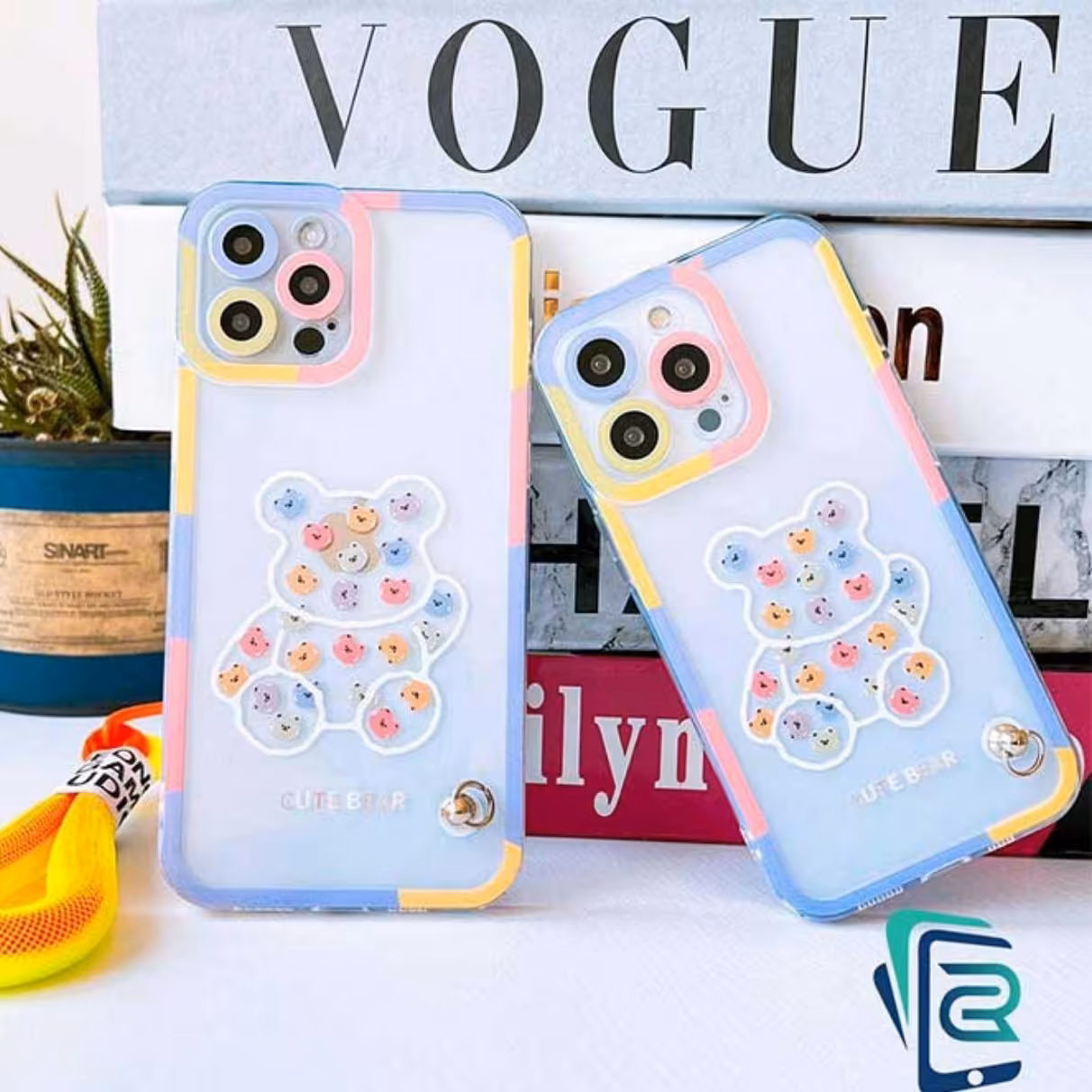 قاب  گوشی طرح دار خرس پاستلی بنددار