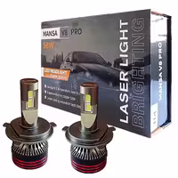 هدلایت دو طرفه مانسا مدل V8 PRO پایه H4 (سه فیش دو کنتاکت) بسته دو عددی