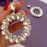 گوشواره حلقه سنگ جواهری