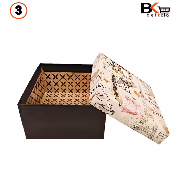 باکس کادویی مربعی  طرح برج ایفل سایز سه
