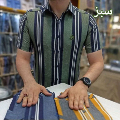 پیراهن مردانه راه راه آستین سه ربع