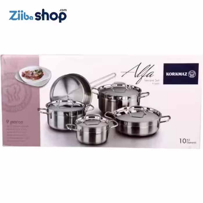 سرویس پخت و پز 9 پارچه کرکماز مدل KORKMAZ HY-8609 (درب استیل)