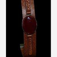 دستبند چرم سنگ عقیق نباتی 