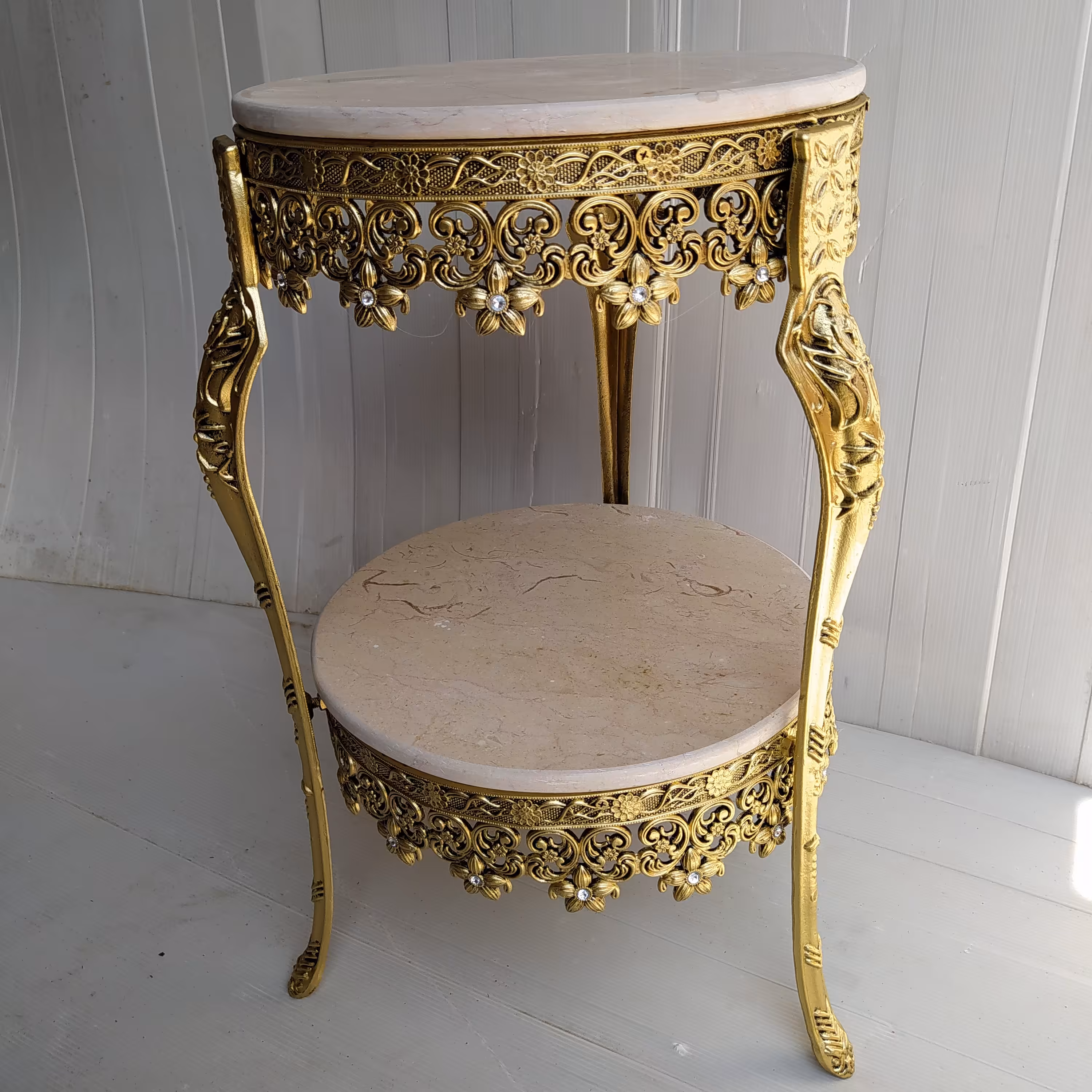 میز  تلفن دوطبقه گرد قطر 50 سانت (ارسال با باربری به صورت پس کرایه)