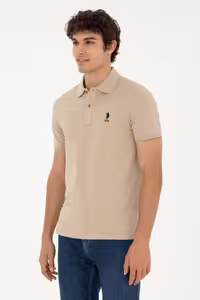 تی شرت یقه پولو نود مردانه اصلی خاکی باز U.S. Polo Assn.