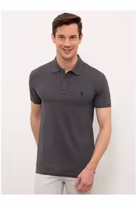 تی شرت یقه پولو خاکستری مردانه اورجینال U.S. Polo Assn.