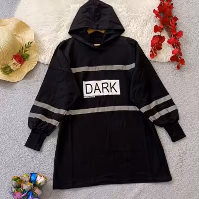 هودی دورس پنبه درجه یک فینگردار دارک با نوار شبرنگ